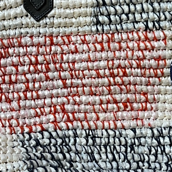 J. Crew Striped Straw Woven Market Bag Good Condition - Picture 3 of 12